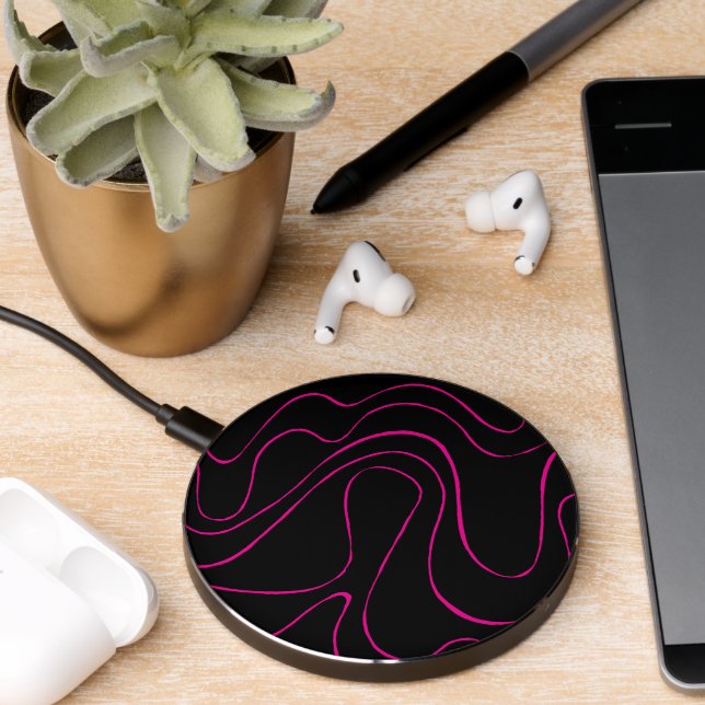 Ebb and Flow 2 - Magenta and Black  Wireless Charger (Desk 2)