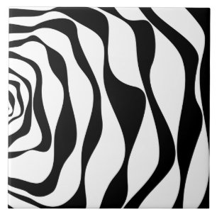 Ebb and Flow 4 - Black and White Ceramic Tile