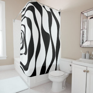Ebb and Flow 4 - Black and White Shower Curtain