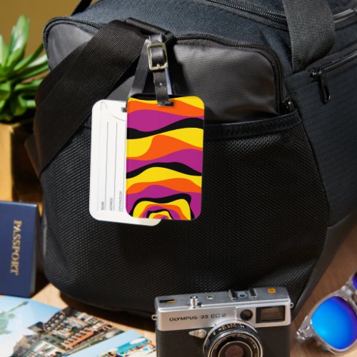 Ebb and Flow 4 _ Black Pink Orange and Yellow Luggage Tag