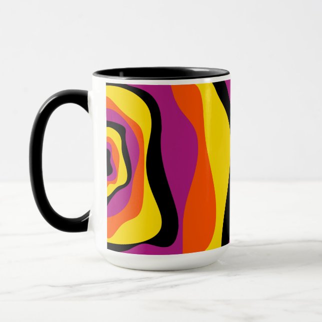 Ebb and Flow 4 - Black, Pink, Orange and Yellow Mug (Left)