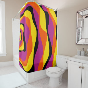 Ebb and Flow 4 - Black, Pink, Orange and Yellow Shower Curtain