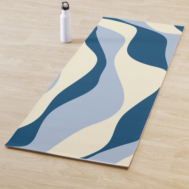 Ebb and Flow 4 - Dark Blue, Light Blue and Cream Yoga Mat (In Situ)