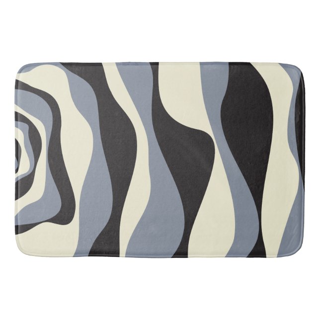 Ebb and Flow 4 in Black, Gray, and Cream  Bath Mat (Front)