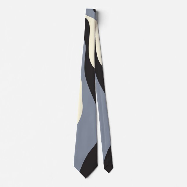 Ebb and Flow 4 in Black, Gray, and Cream  Neck Tie (Front)