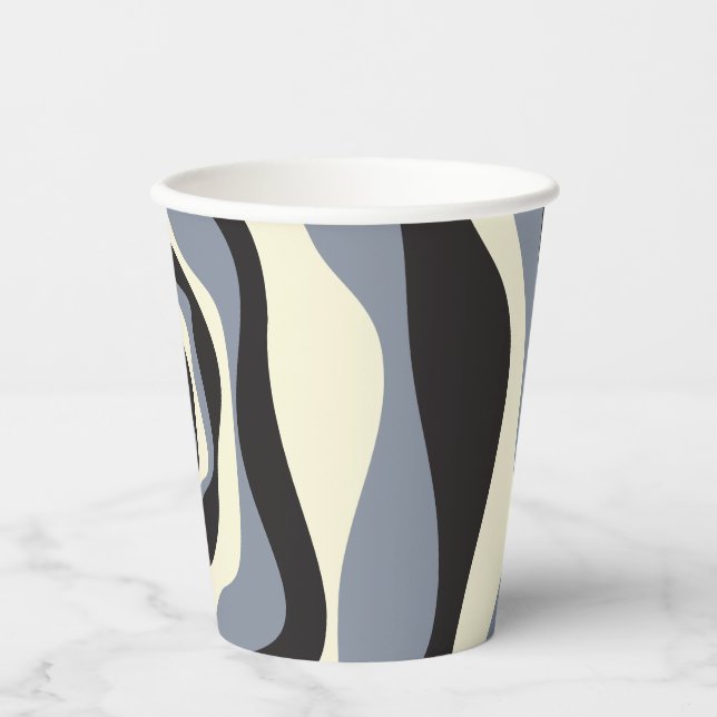 Ebb and Flow 4 in Black, Gray, and Cream  Paper Cups (Front)