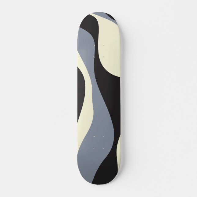 Ebb and Flow 4 in Black, Gray, and Cream  Skateboard (Front)