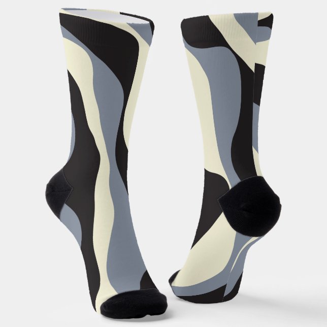 Ebb and Flow 4 in Black, Gray, and Cream  Socks (Angled)