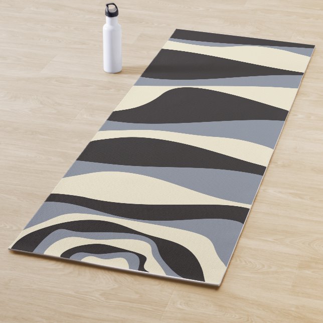 Ebb and Flow 4 in Black, Gray, and Cream  Yoga Mat (In Situ)