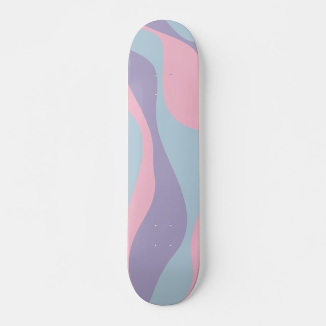 Ebb and Flow 4 in Blue, Pink, and Lilac Skateboard (Front)
