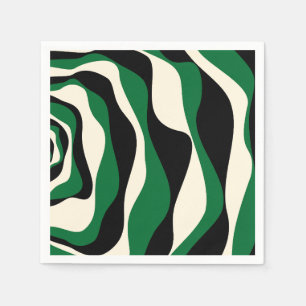 Ebb and Flow 4 in Green, Cream and Black  Napkins