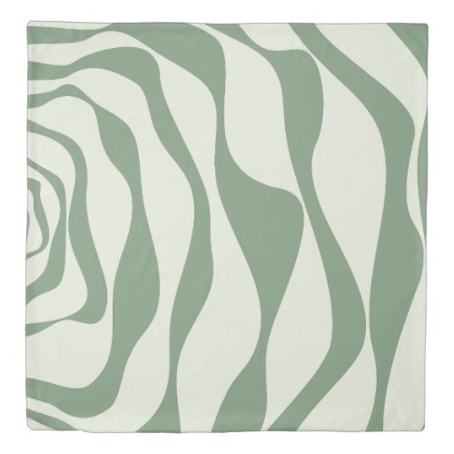 Ebb and Flow 4 in Green  Duvet Cover