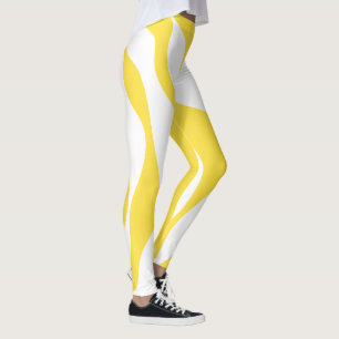 Ebb and Flow 4 in Lemon Yellow and White Leggings