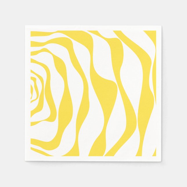 Ebb and Flow 4 in Lemon Yellow and White Napkins (Front)
