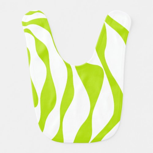 Ebb and Flow 4 in Lime Green and White Baby Bib
