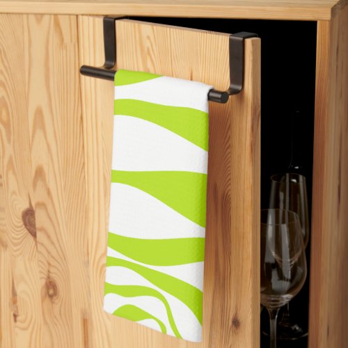 Ebb and Flow 4 in Lime Green and White Kitchen Towel
