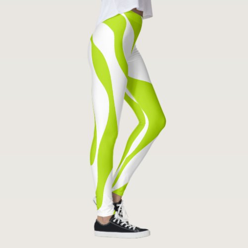 Ebb and Flow 4 in Lime Green and White Leggings