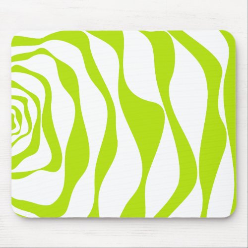 Ebb and Flow 4 in Lime Green and White Mouse Pad