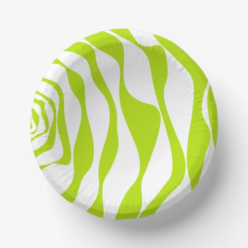 Ebb and Flow 4 in Lime Green and White Paper Bowls