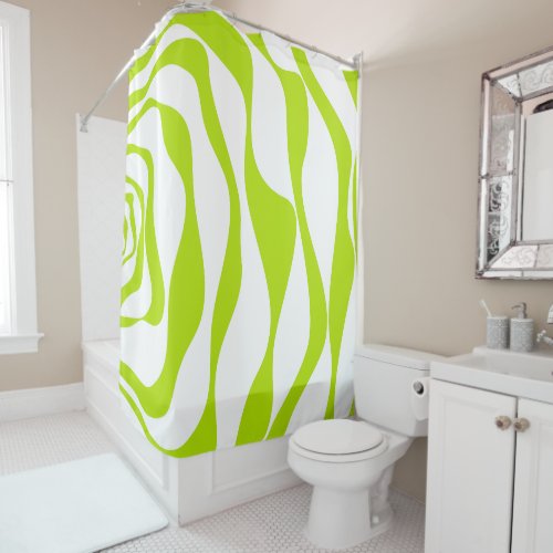 Ebb and Flow 4 in Lime Green and White Shower Curtain