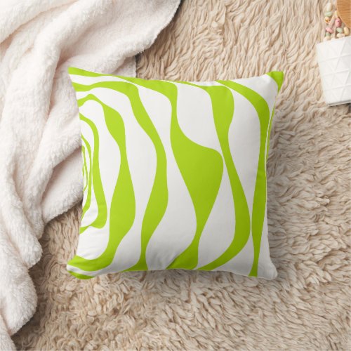 Ebb and Flow 4 in Lime Green and White Throw Pillow