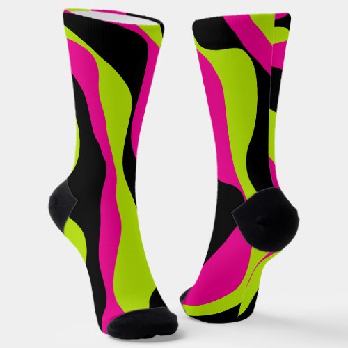Ebb and Flow 4 in Lime Green Hot Pink and Black Socks
