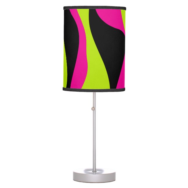 Ebb and Flow 4 in Lime Green, Hot Pink and Black Table Lamp (Front)