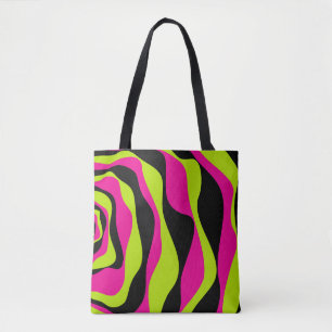 Ebb and Flow 4 in Lime Green, Hot Pink and Black Tote Bag