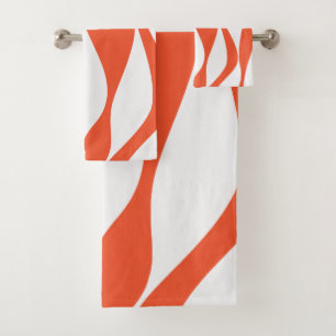 Ebb and Flow 4 in Orange and White Bath Towel Set
