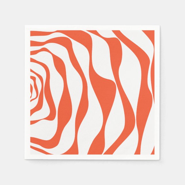 Ebb and Flow 4 in Orange and White Napkins (Front)