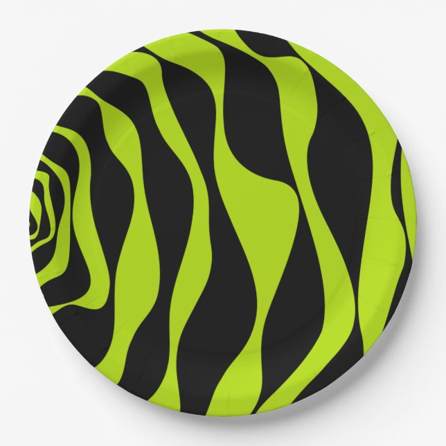 Ebb and Flow 4 - Lime Green Paper Plates (Front)