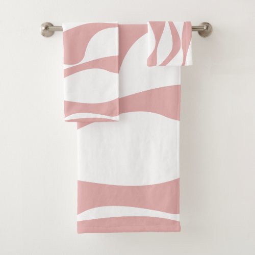 Ebb and Flow 4 _ Pink and White Bath Towel Set