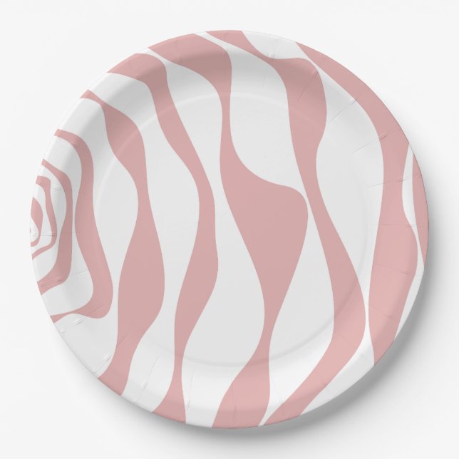 Ebb and Flow 4 - Pink and White Paper Plates (Front)