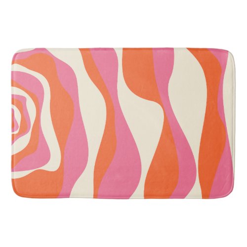 Ebb and Flow 4 _ Pink Orange and Cream Bath Mat