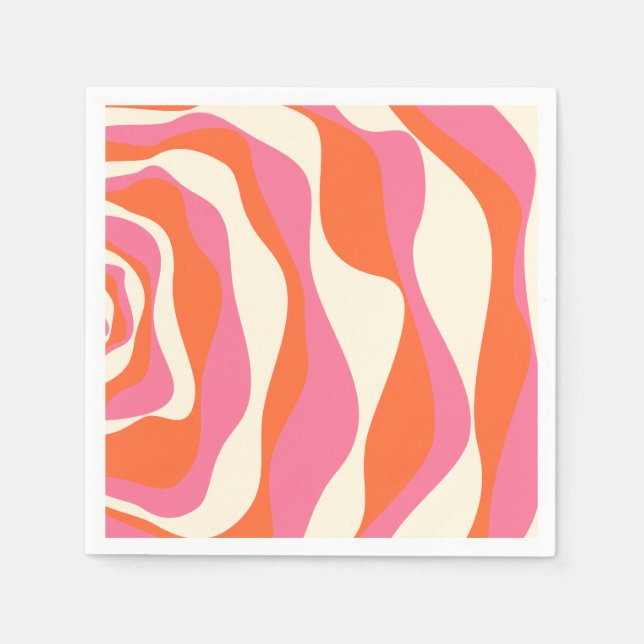 Ebb and Flow 4 - Pink, Orange and Cream Napkins (Front)