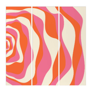 Ebb and Flow 4 - Pink, Orange and Cream Triptych