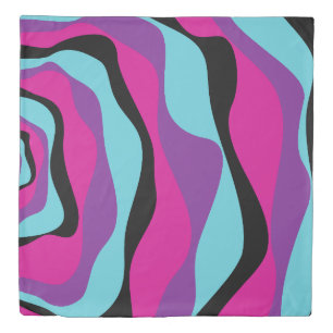Ebb and Flow 4 - Pink, Purple, Blue and Black Duvet Cover