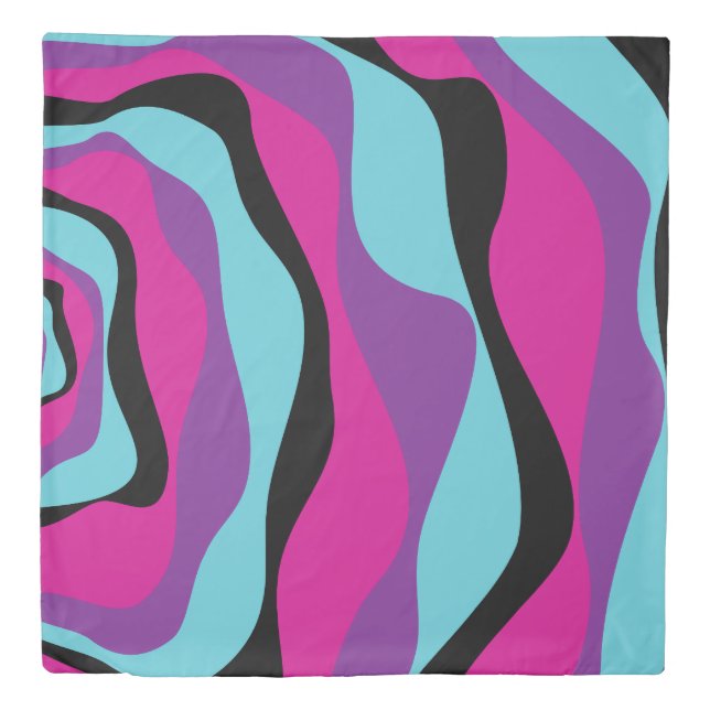 Ebb and Flow 4 - Pink, Purple, Blue and Black Duvet Cover (Front)