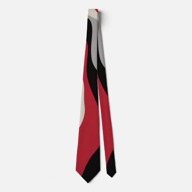 Ebb and Flow 4 - Red, Grey, Black and Bone White  Neck Tie (Front)