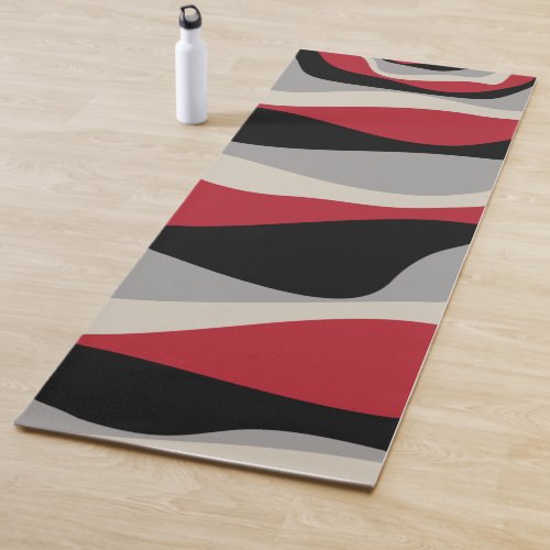 Ebb and Flow 4 _ Red Grey Black and Bone White Yoga Mat