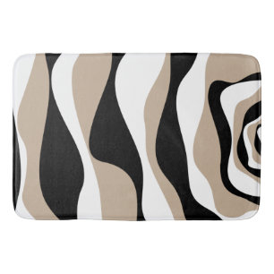 Ebb and Flow 4 - Taupe, Black and White Bath Mat