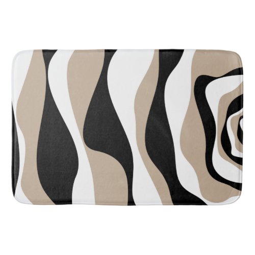 Ebb and Flow 4 _ Taupe Black and White Bath Mat