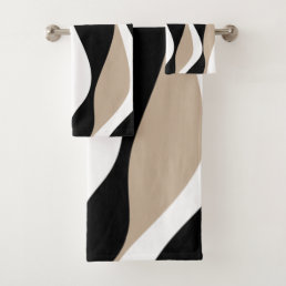 Ebb and Flow 4 - Taupe, Black and White Bath Towel Set
