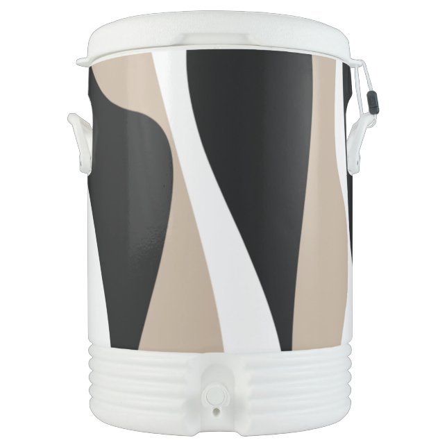 Ebb and Flow 4 - Taupe, Black and White  Beverage Cooler (Front)