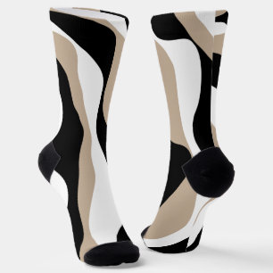 Ebb and Flow 4 - Taupe, Black and White Socks