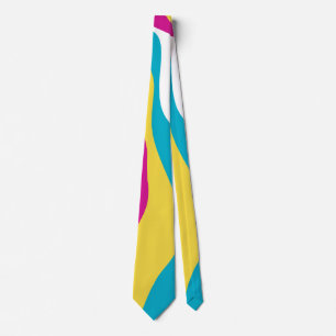 Ebb and Flow 4 - Turquoise, Yellow, Pink and White Neck Tie
