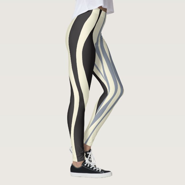 Ebb and Flow in Black, Gray and Cream  Leggings (Right)