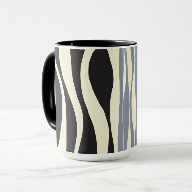 Ebb and Flow in Black, Gray and Cream  Mug (Front Left)