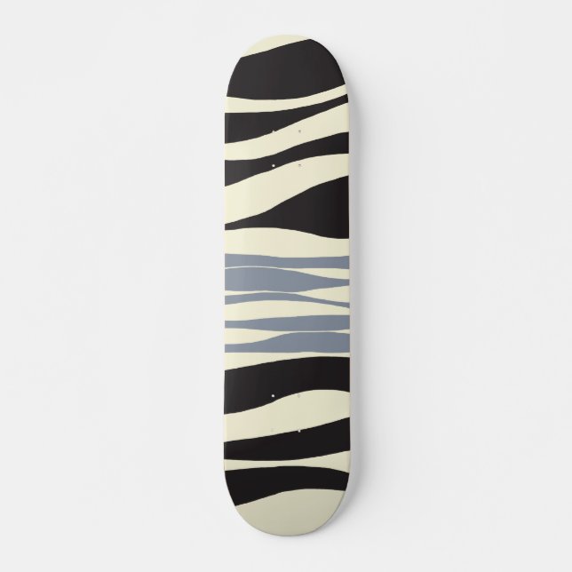 Ebb and Flow in Black, Gray and Cream  Skateboard (Front)