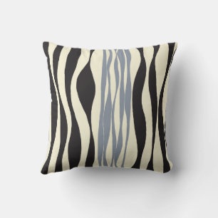 Ebb and Flow in Black, Gray and Cream Throw Pillow